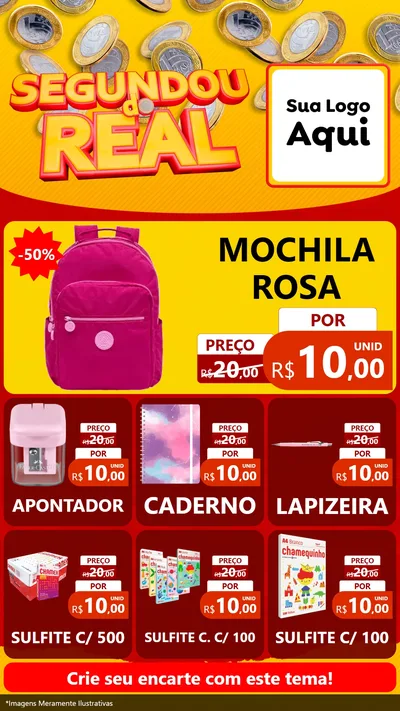 Modelo de Rede Social para Stories com o tema Segundou do Real para Papelaria