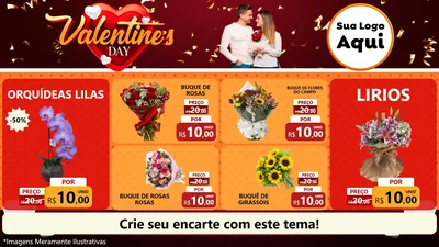 Modelo de TV para TV Horizontal com o tema Valentine's Day para Floricultura e jardim