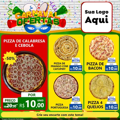 Modelo de Rede Social para Feed Facebook com o tema Carnaval de Ofertas para Pizzaria