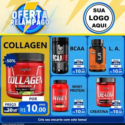 Modelo de Rede Social para Feed Facebook com o tema Oferta Relâmpago para Suplementos alimentares