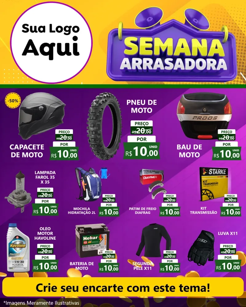 Modelo de Rede Social para Feed Instagram com o tema Semana Arrasadora para Moto peças