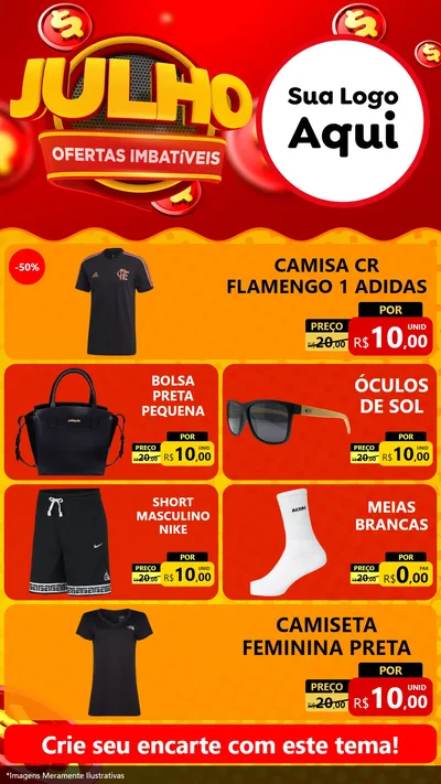 Modelo de TV para TV Vertical com o tema Julho Ofertas Imbatíveis para Roupas e acessórios