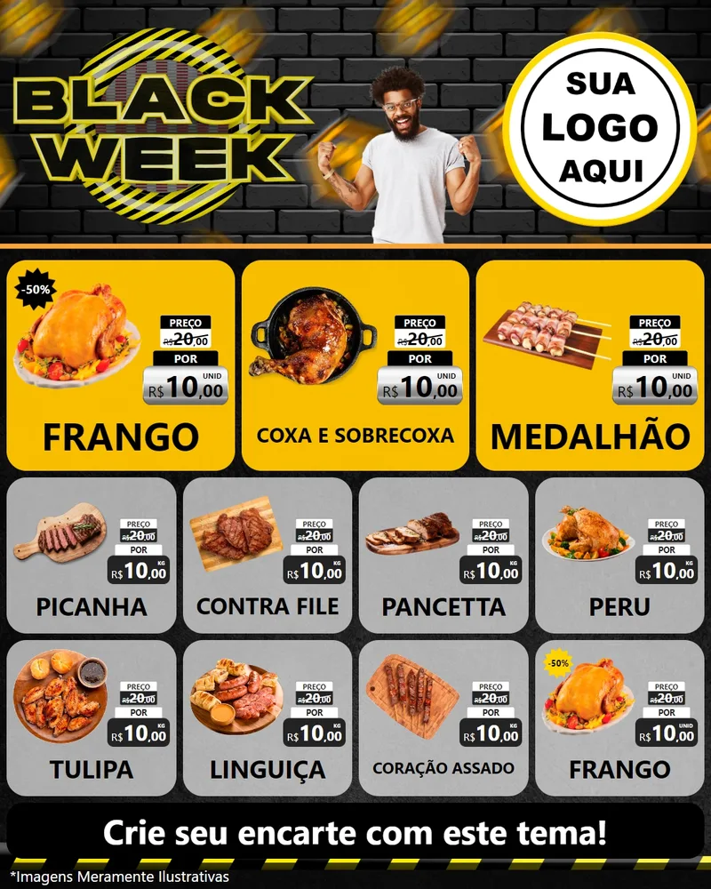 Modelo de Rede Social para Feed Instagram com o tema Black Week para Assados