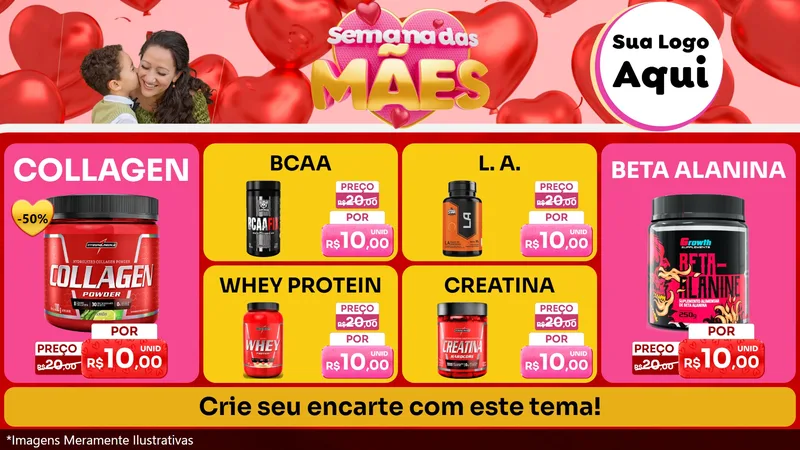 Modelo de TV para TV Horizontal com o tema Semana Das Mães para Suplementos alimentares