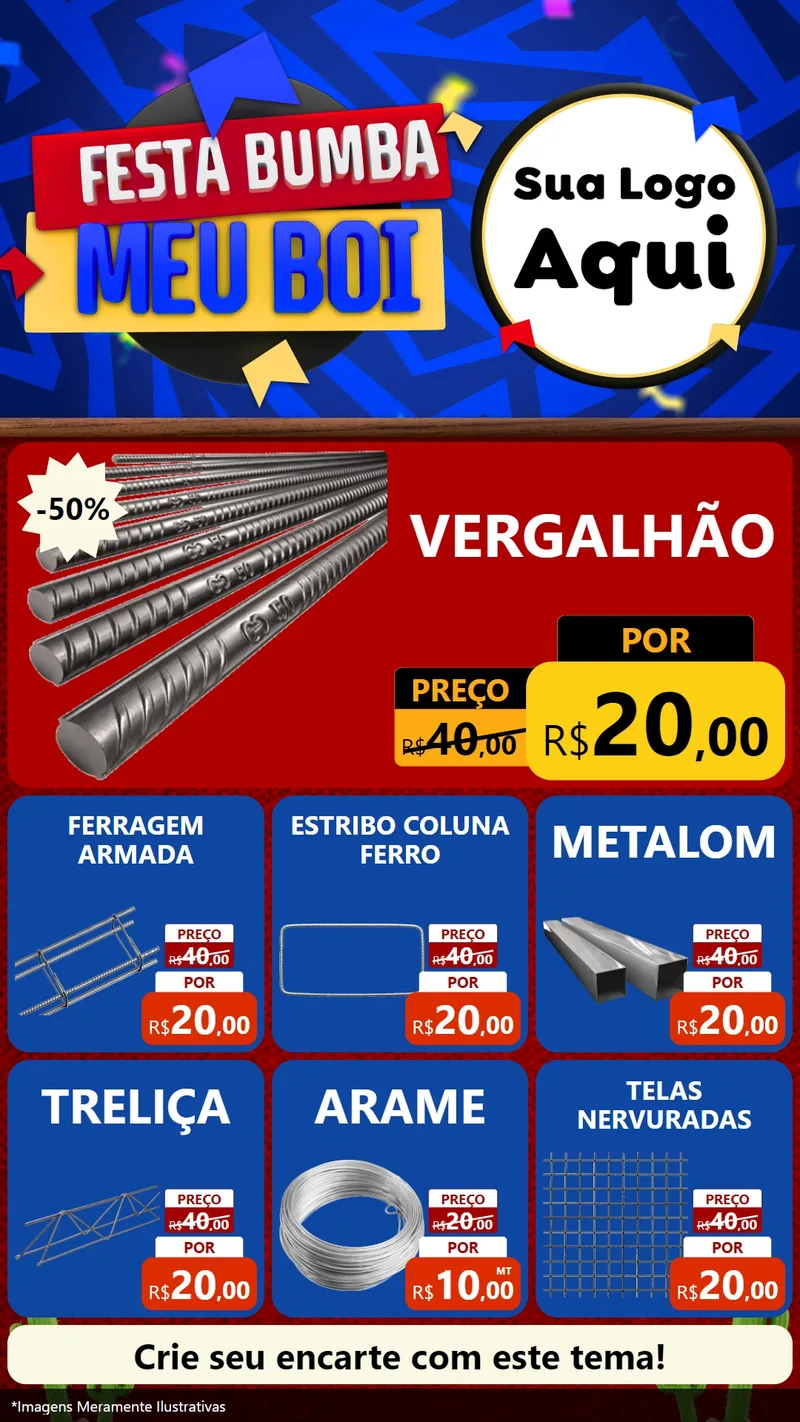 Modelo de Rede Social para Stories com o tema Festa Bumba meu Boi para Ferragens
