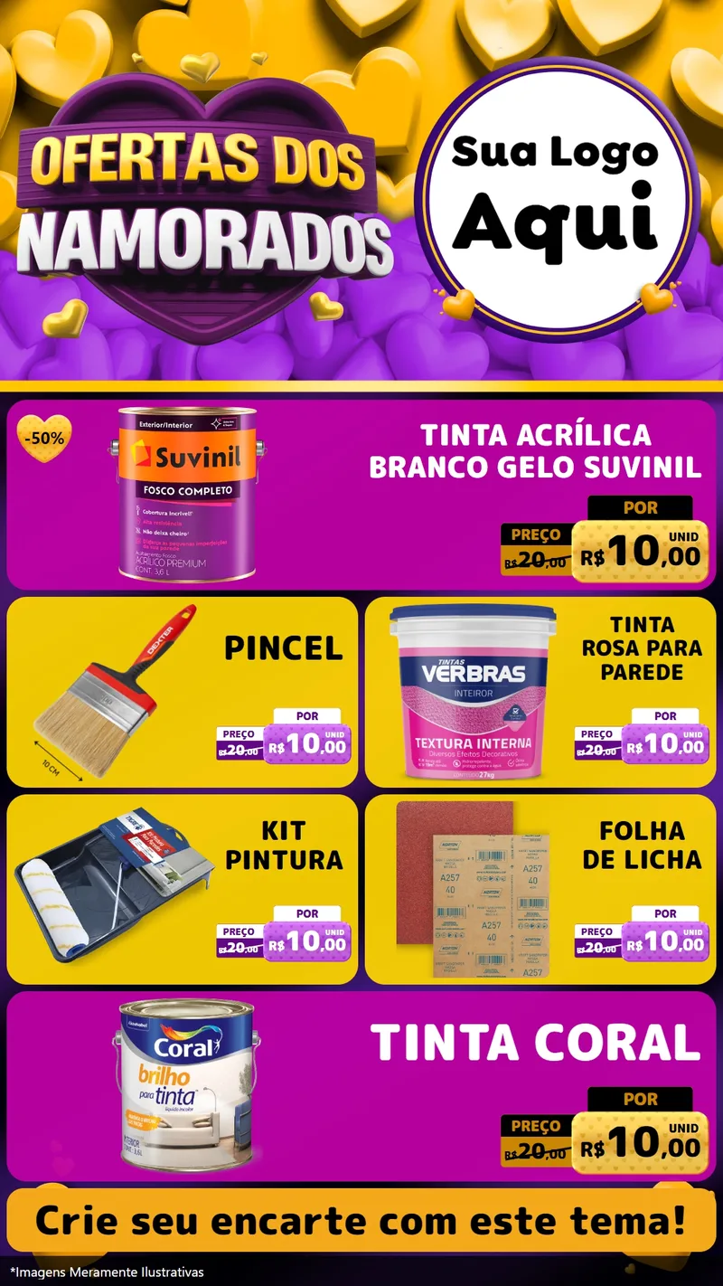 Modelo de TV para TV Vertical com o tema Oferta Dos Namorados para Tintas e Ferramentas