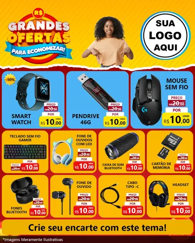 Modelo de Rede Social para Feed Instagram com o tema Grandes Ofertas Para Economizar! para Informática
