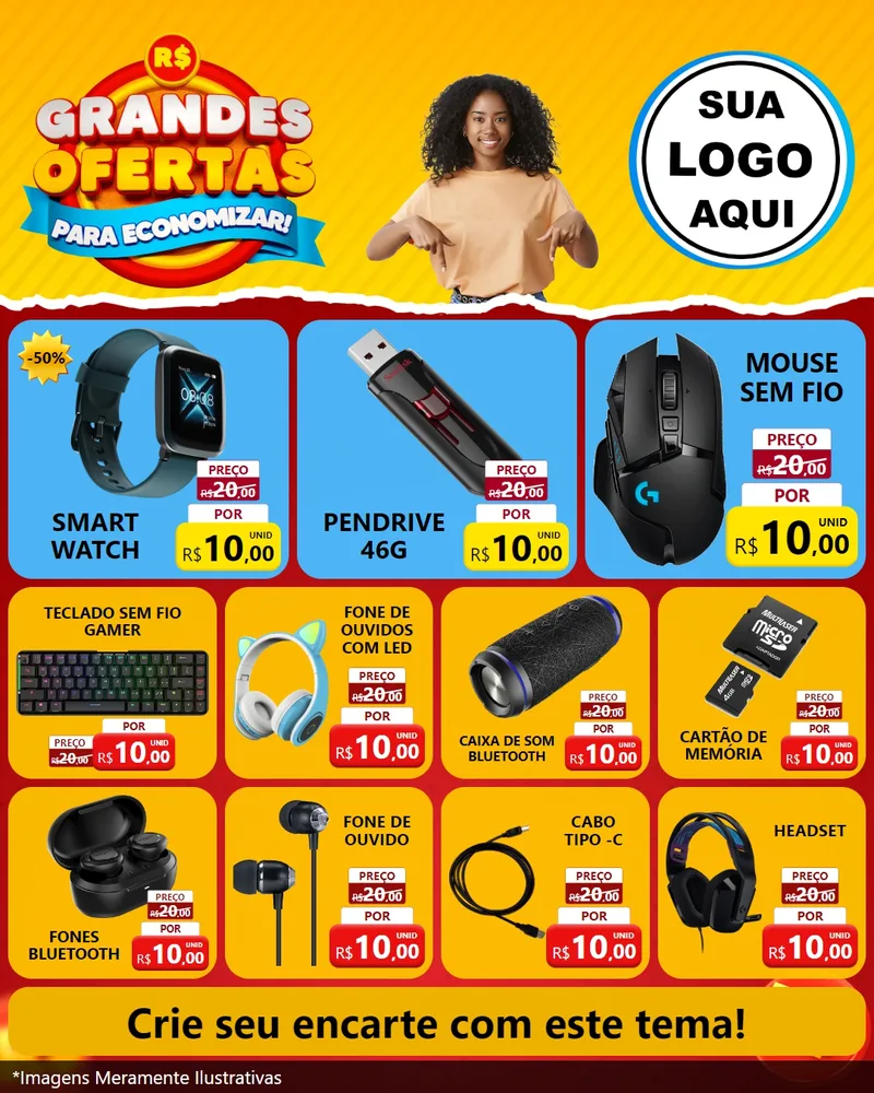 Modelo de Rede Social para Feed Instagram com o tema Grandes Ofertas Para Economizar! para Informática