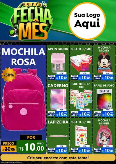 Modelo de Encarte para Encarte A4 Vertical com o tema Operação Fecha Mês para Papelaria
