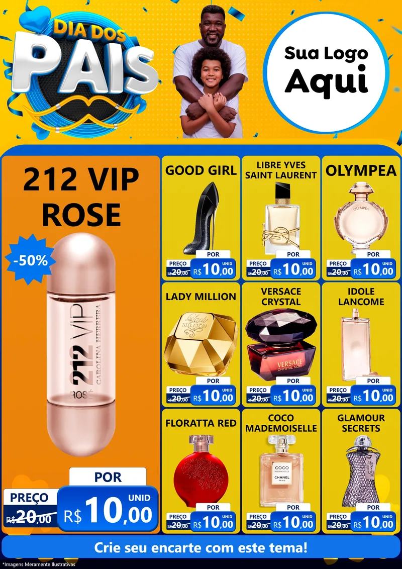 Modelo de Encarte para Encarte A4 Vertical com o tema Dia dos Pais para Perfumes