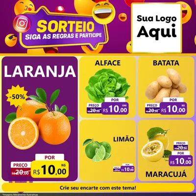 Modelo de Rede Social para Feed Facebook com o tema Sorteio para Hortifrúti