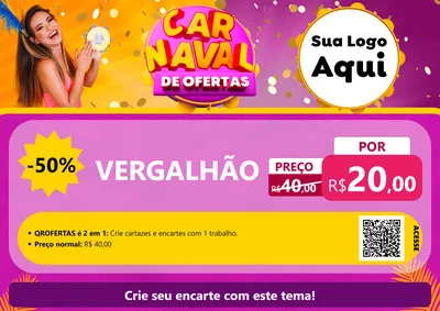 Modelo de Cartaz para Cartaz A4 Horizontal com o tema Carnaval de Ofertas para Ferragens