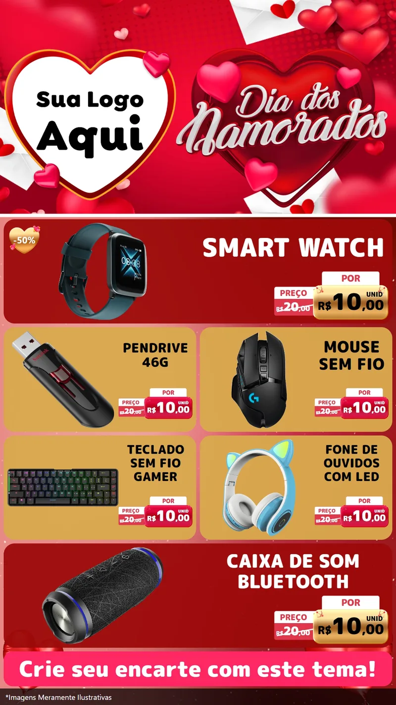 Modelo de TV para TV Vertical com o tema Dia Dos Namorados para Informática