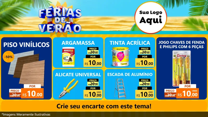 Modelo de TV para TV Horizontal com o tema Férias de Verão para Material para Construção