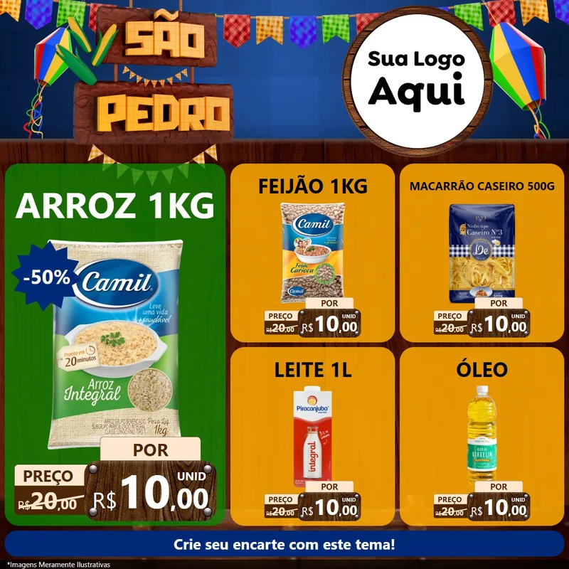 Modelo de Rede Social para Feed Facebook com o tema São Pedro para Supermercado