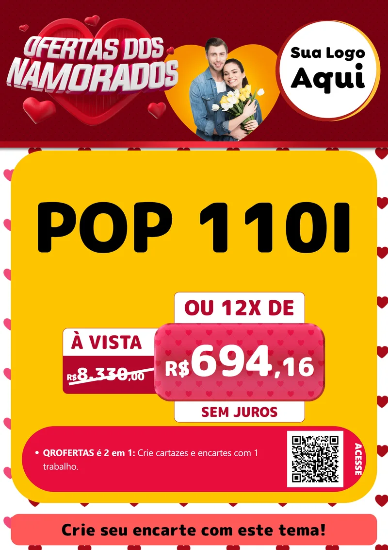 Modelo de Cartaz para Cartaz A4 Vertical com o tema Ofertas Dos Namorados para Concessionaria de Motos