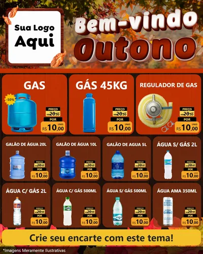 Modelo de Rede Social para Feed Instagram com o tema Bem-vindo Outono para Água e gás