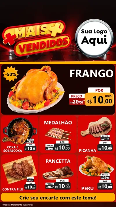 Modelo de Rede Social para Stories com o tema Mais Vendidos para Assados