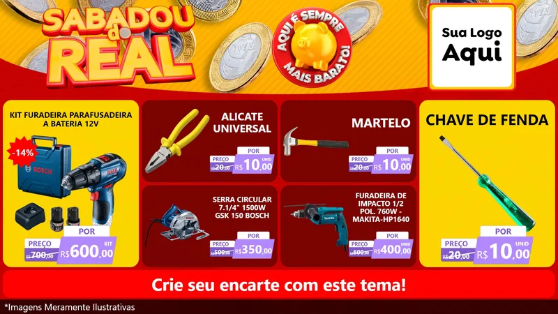 Modelo de TV para TV Horizontal com o tema Sabadou do Real para Maquinas e Ferramentas