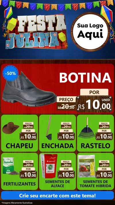 Modelo de Rede Social para Stories com o tema Festa Julina para Agropecuária