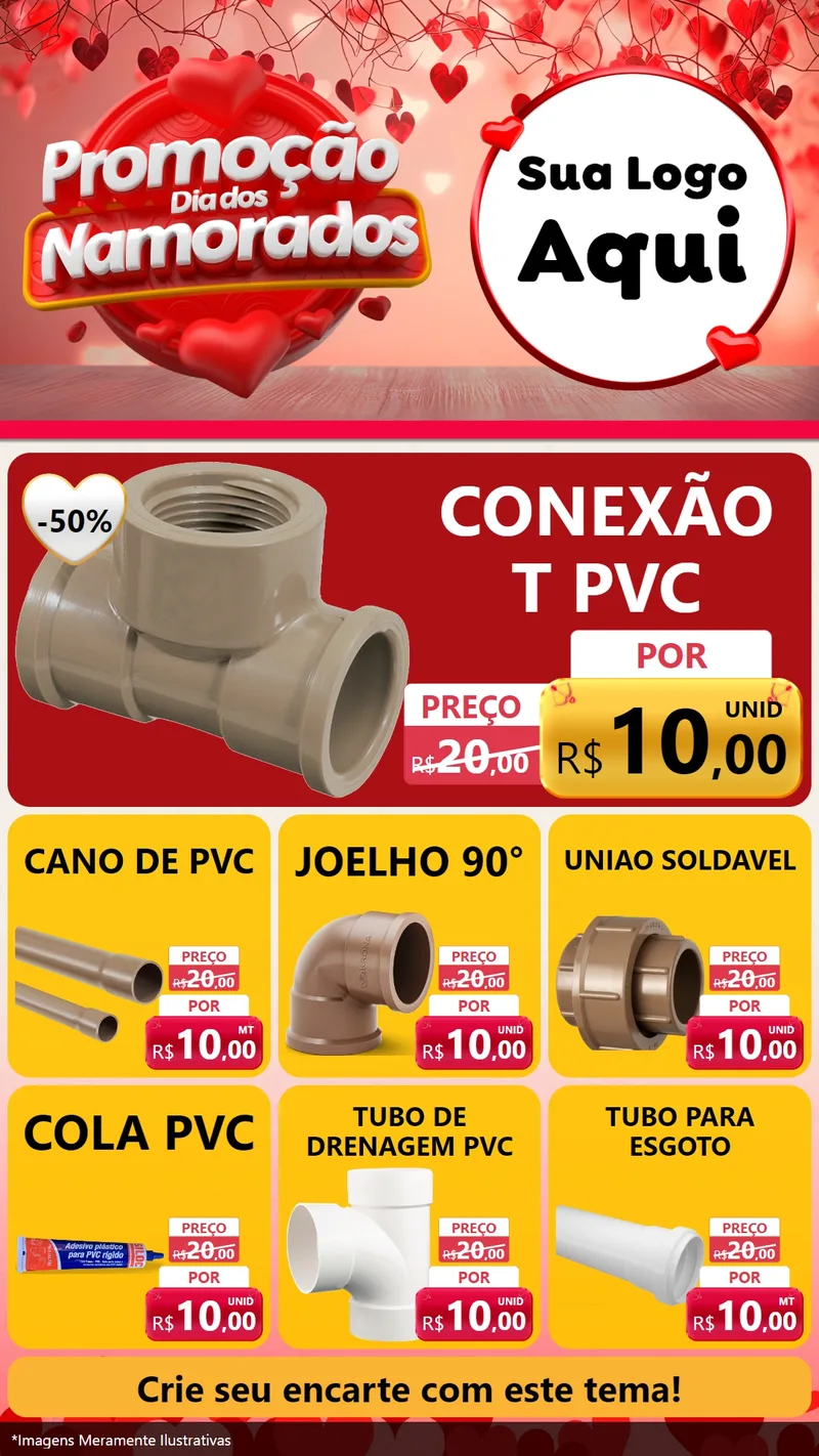 Modelo de Rede Social para Stories com o tema Promoção Dia dos Namorados para Tubos e conexões