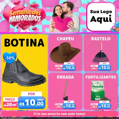 Modelo de Rede Social para Feed Facebook com o tema Semana dos Namorados para Agropecuária
