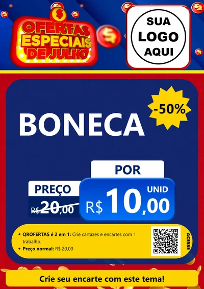 Modelo de Cartaz para Cartaz A4 Vertical com o tema Ofertas Especiais de Julho para Brinquedos