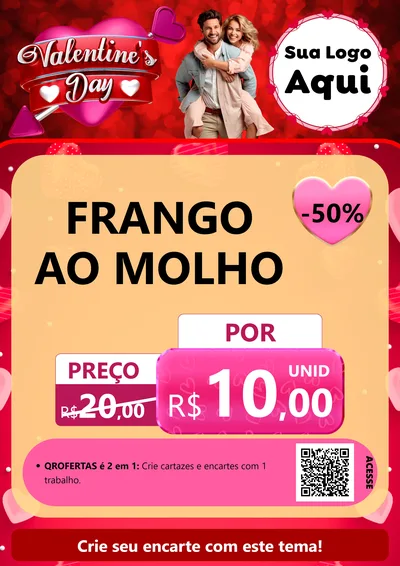 Modelo de Cartaz para Cartaz A4 Vertical com o tema Valentine's Day para Restaurante