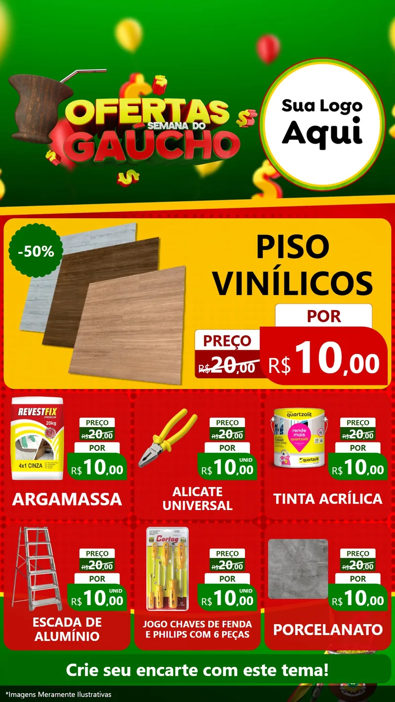 Modelo de Rede Social para Stories com o tema Ofertas Semana Do Gaúcho para Material para Construção