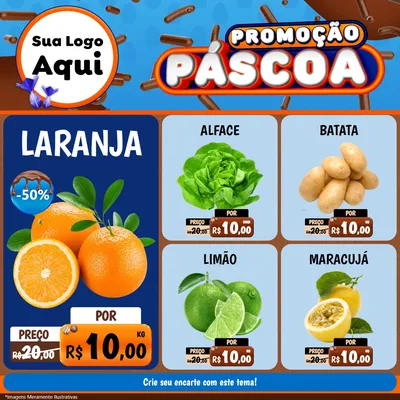 Modelo de Rede Social para Feed Facebook com o tema Promoção Páscoa para Hortifrúti