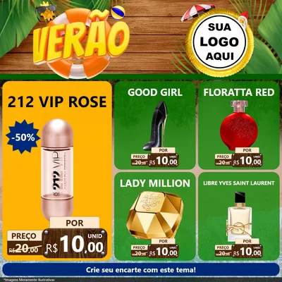 Modelo de Rede Social para Feed Facebook com o tema Verão para Perfumes