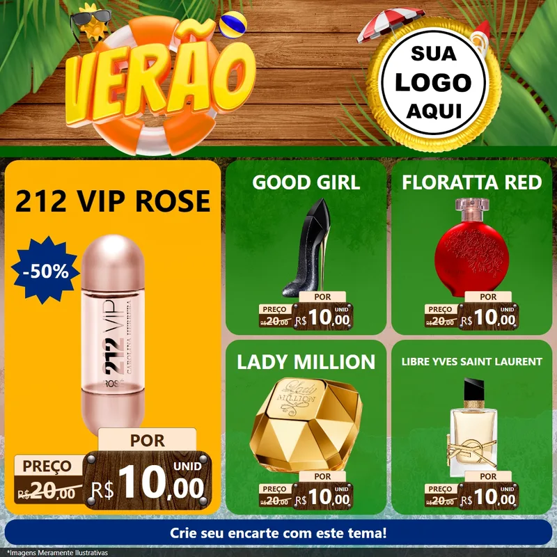 Modelo de Rede Social para Feed Facebook com o tema Verão para Perfumes