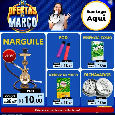 Modelo de Rede Social para Feed Facebook com o tema Ofertas de Março para Tabacaria
