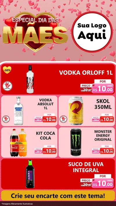 Modelo de TV para TV Vertical com o tema Especial Dia Das Mães para Distribuidora de bebidas