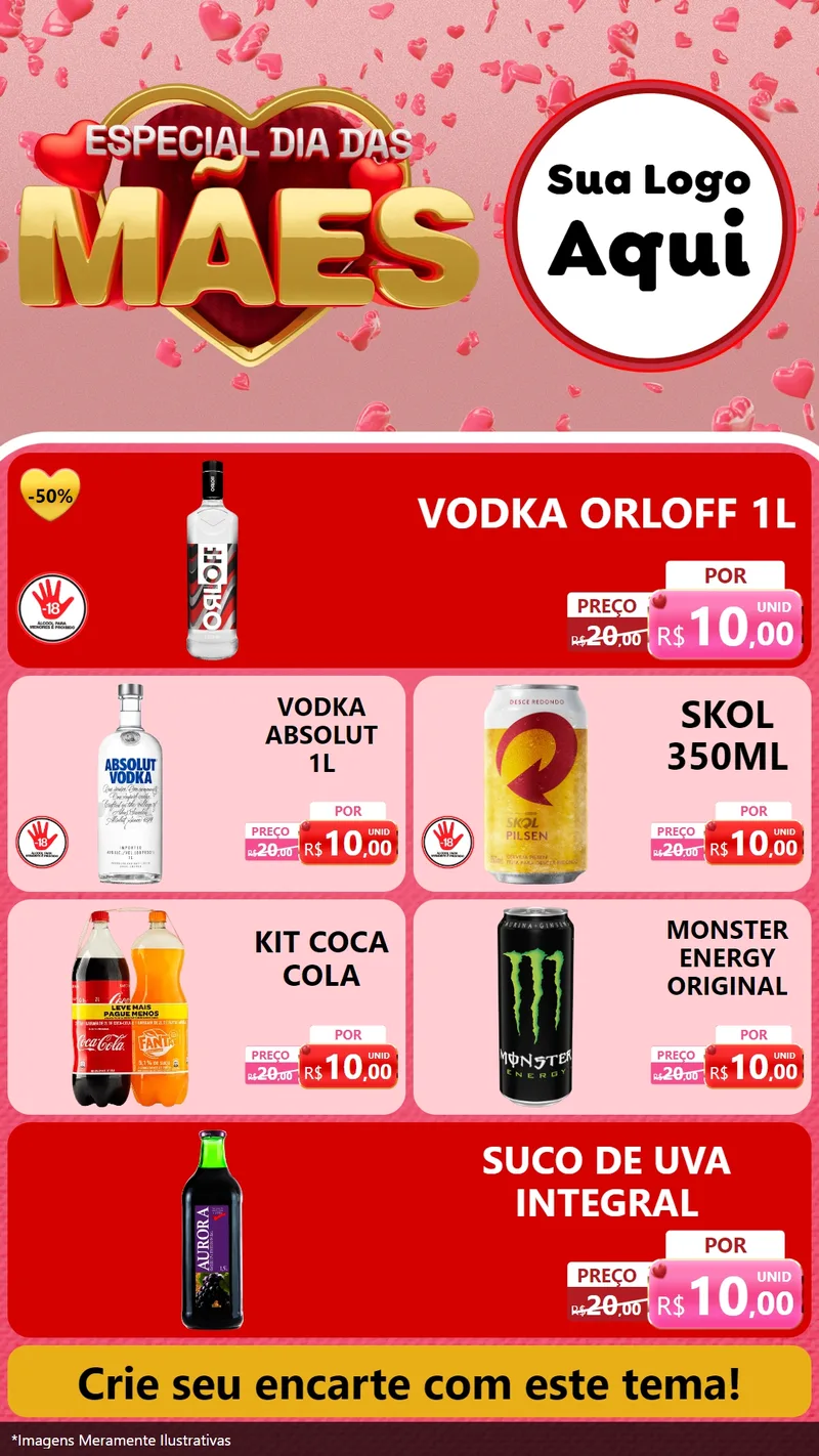 Modelo de TV para TV Vertical com o tema Especial Dia Das Mães para Distribuidora de bebidas