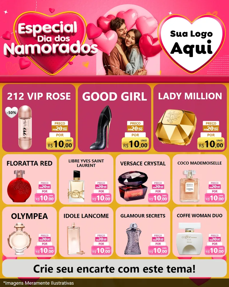 Modelo de Rede Social para Feed Instagram com o tema Especial Dia dos Namorados para Perfumes