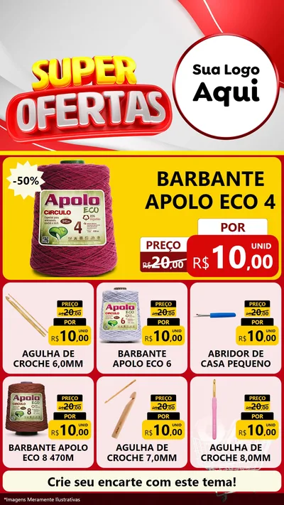 Modelo de Rede Social para Stories com o tema Super Ofertas para Armarinho e Aviamentos