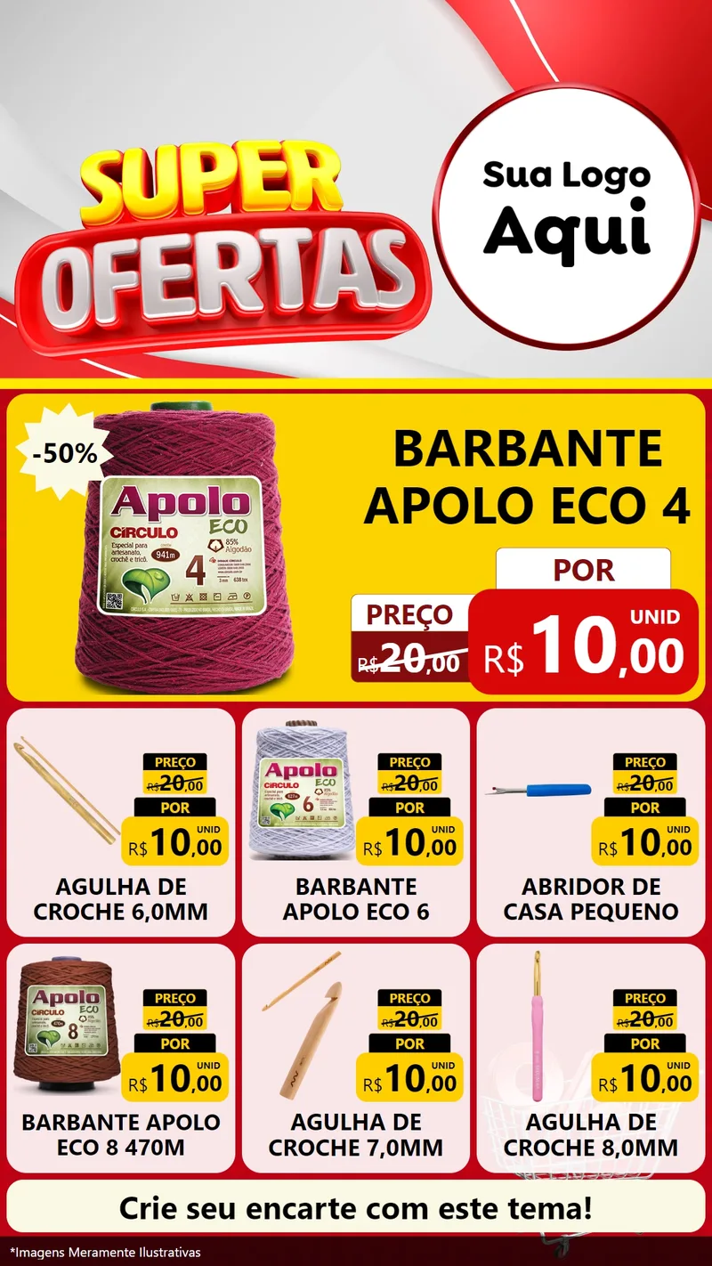 Modelo de Rede Social para Stories com o tema Super Ofertas para Armarinho e Aviamentos