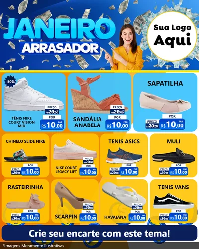 Modelo de Rede Social para Feed Instagram com o tema Janeiro Arrasador para Calçados