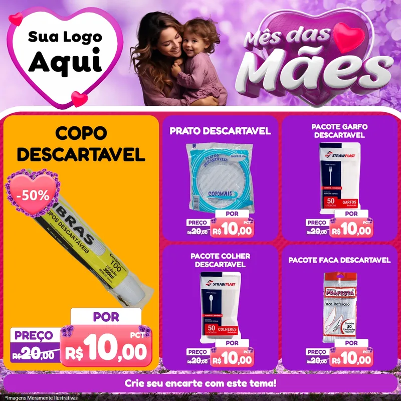 Modelo de Rede Social para Feed Facebook com o tema Mês das Mães para Embalagens