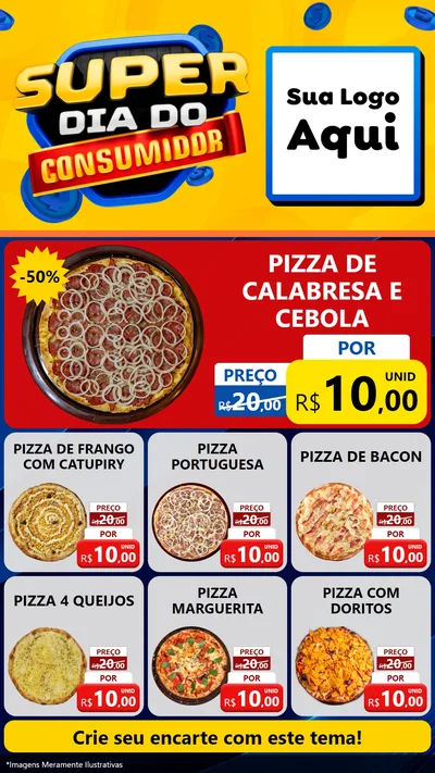 Modelo de Rede Social para Stories com o tema Super Dia do Consumidor para Pizzaria