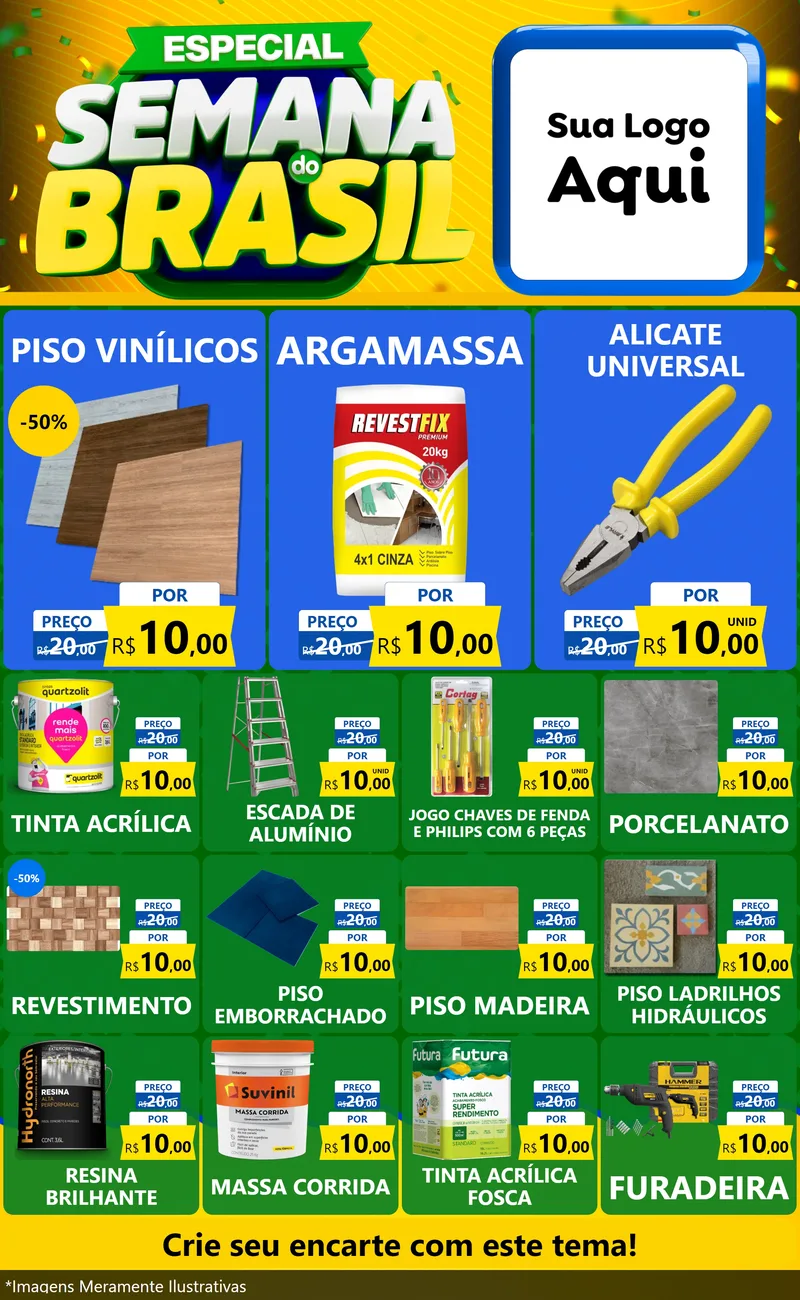 Modelo de Encarte para Encarte Grande com o tema Especial Semana do Brasil para Material para Construção
