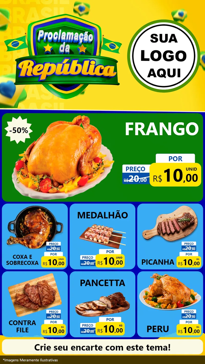 Modelo de Rede Social para Stories com o tema Proclamação da República para Assados