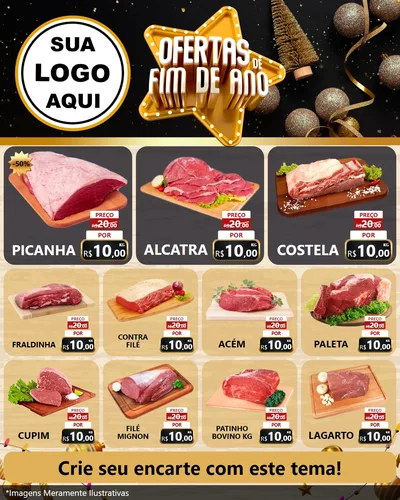 Modelo de Rede Social para Feed Instagram com o tema Ofertas de Fim de Ano para Açougue