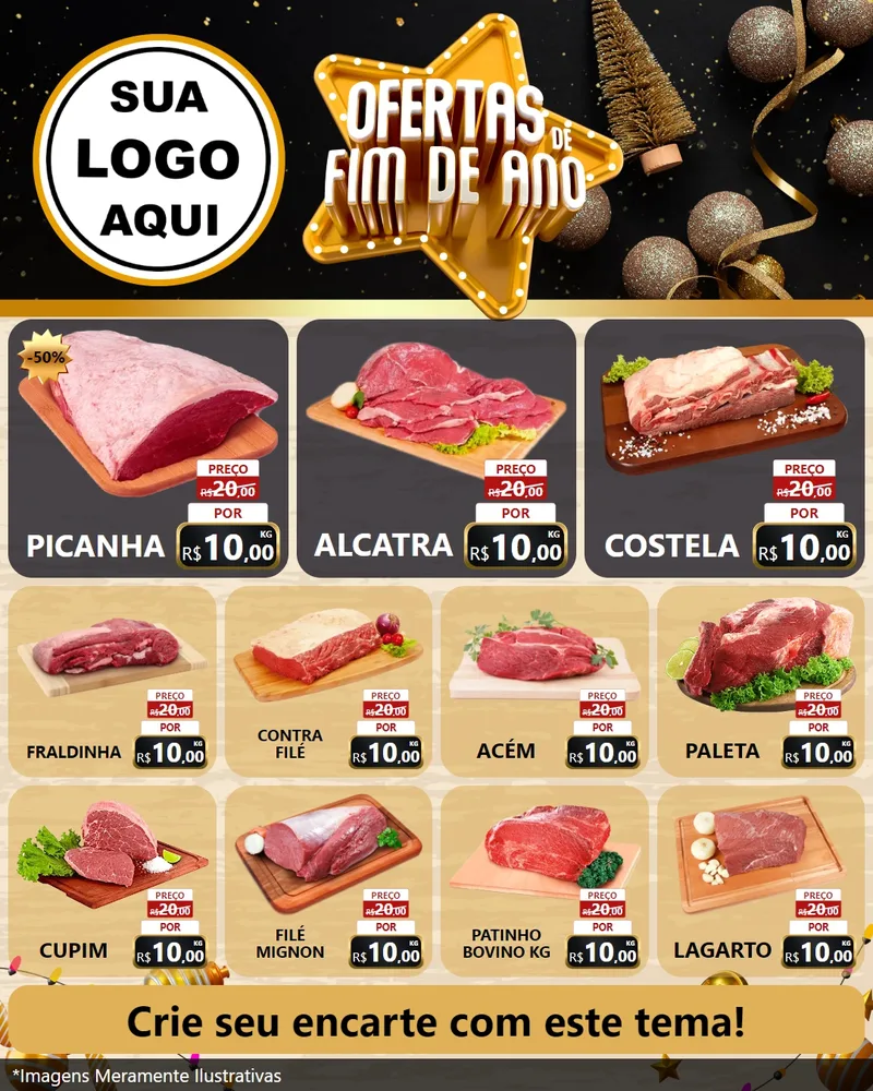 Modelo de Rede Social para Feed Instagram com o tema Ofertas de Fim de Ano para Açougue