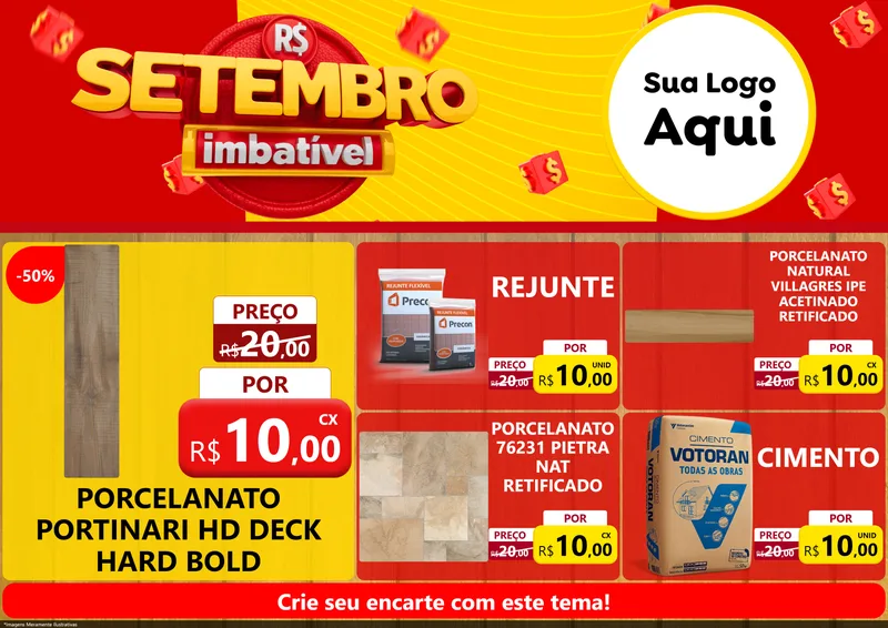 Modelo de Encarte para Encarte A4 Horizontal com o tema Setembro Imbatível para Pisos e revestimentos