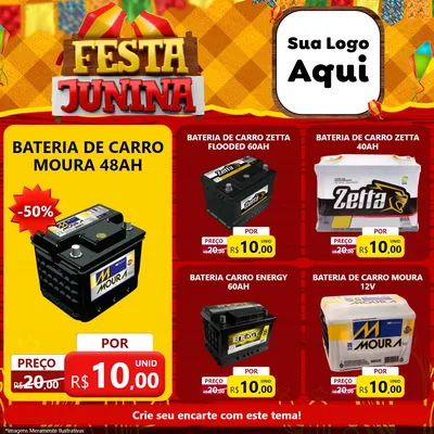 Modelo de Rede Social para Feed Facebook com o tema Festa Junina para Baterias Elétricas