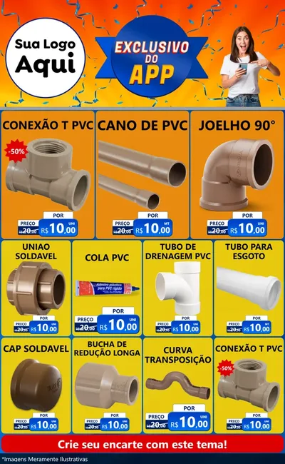 Modelo de Encarte para Encarte Grande com o tema Exclusivo do Aplicativo para Tubos e conexões