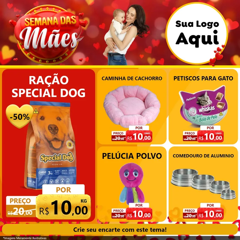 Modelo de Rede Social para Feed Facebook com o tema Semana das Mães para Pet Shop