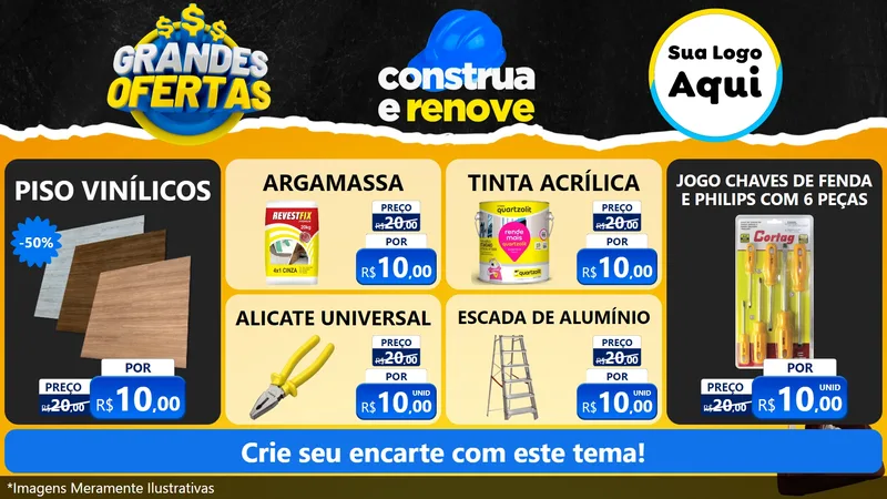 Modelo de TV para TV Horizontal com o tema Grandes Ofertas - Material de Construção para Material para Construção